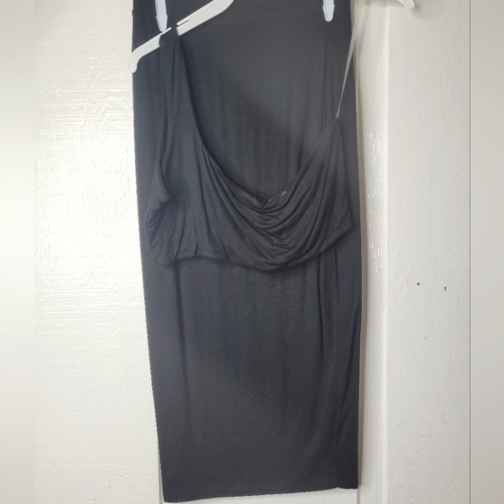 Lux LA Midi Set 2PC Black One Shoulder High Waisted Midiskirt Set - Picture 6 of 6